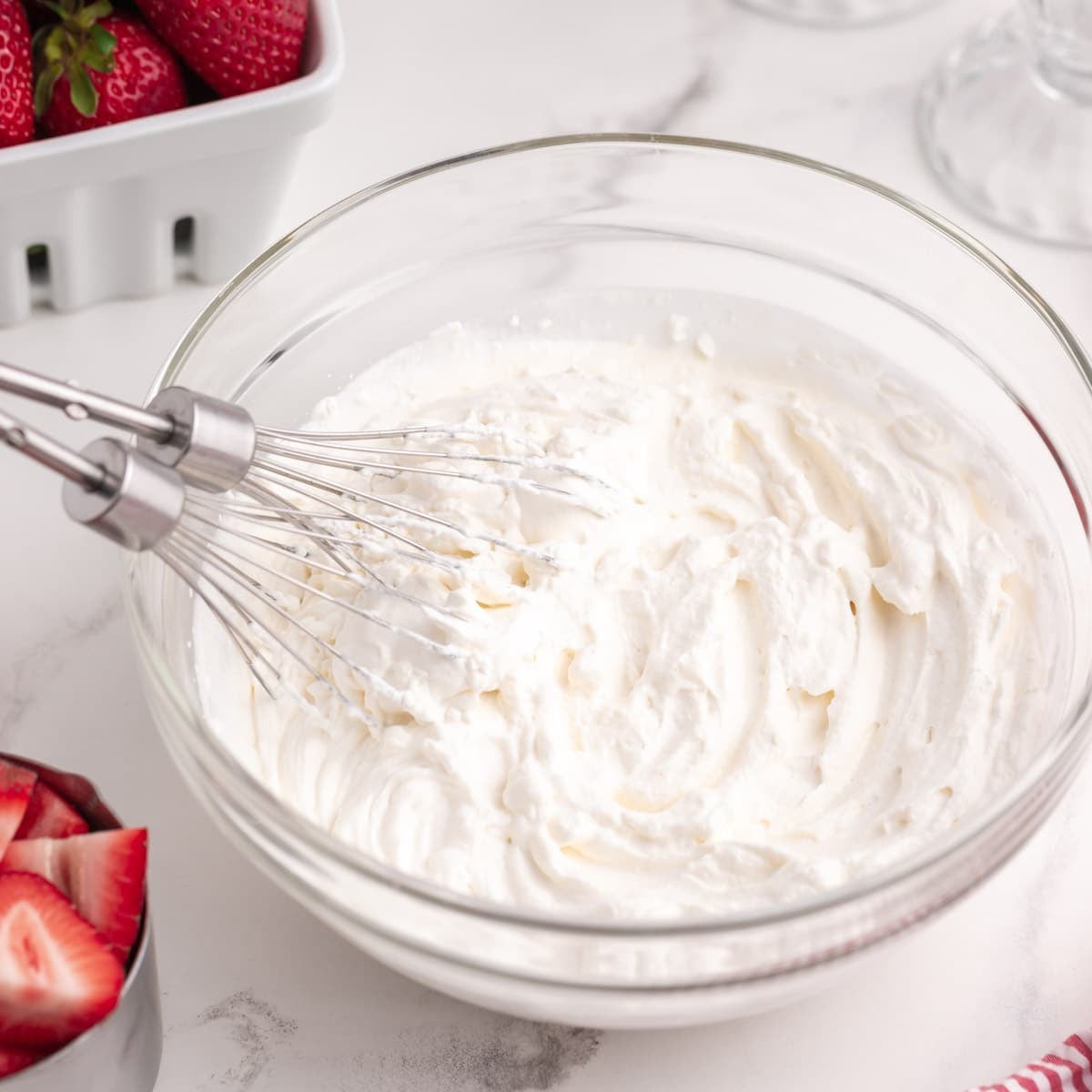 homemade whipped cream in a bowl