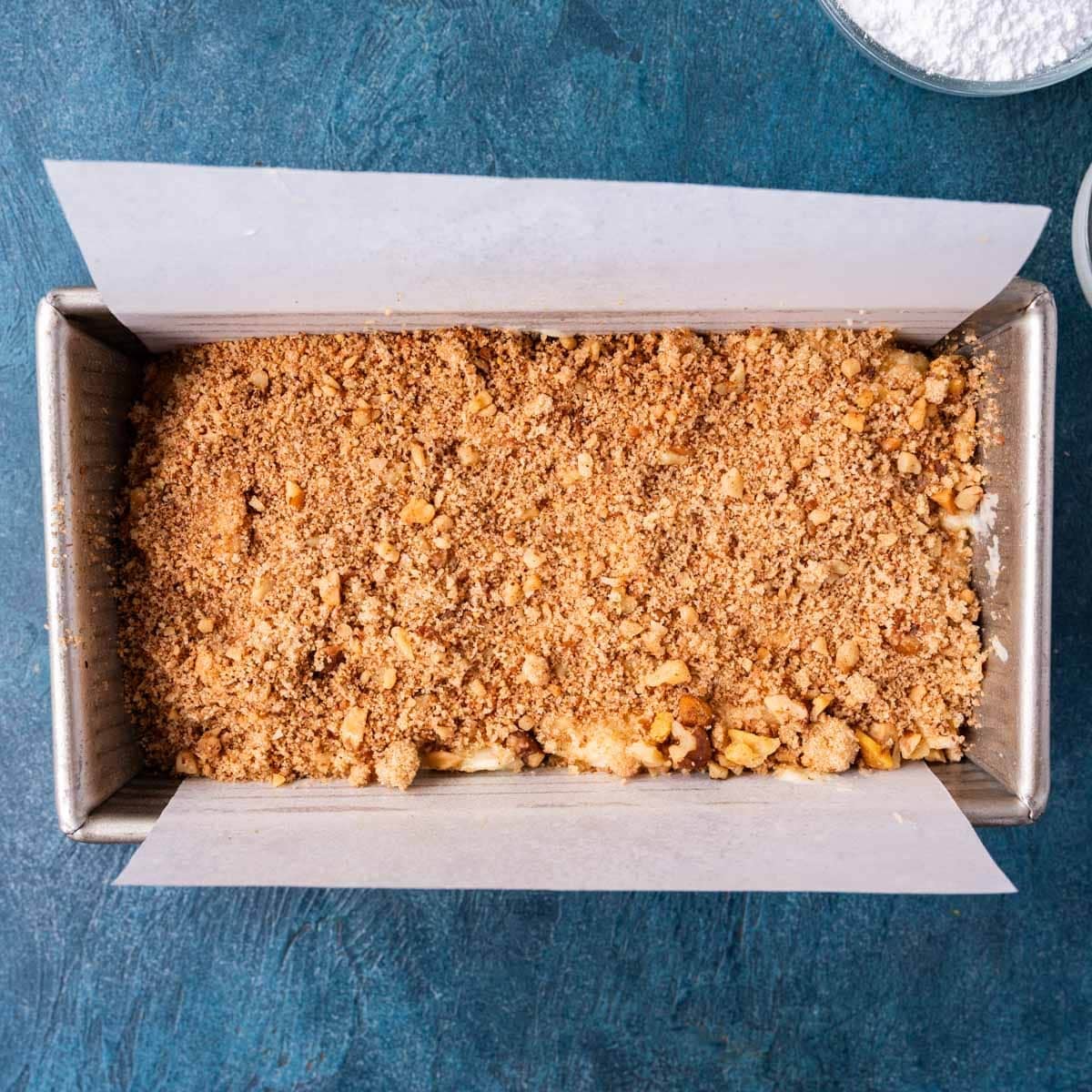 unbaked apple bread with cinnamon walnut streusel