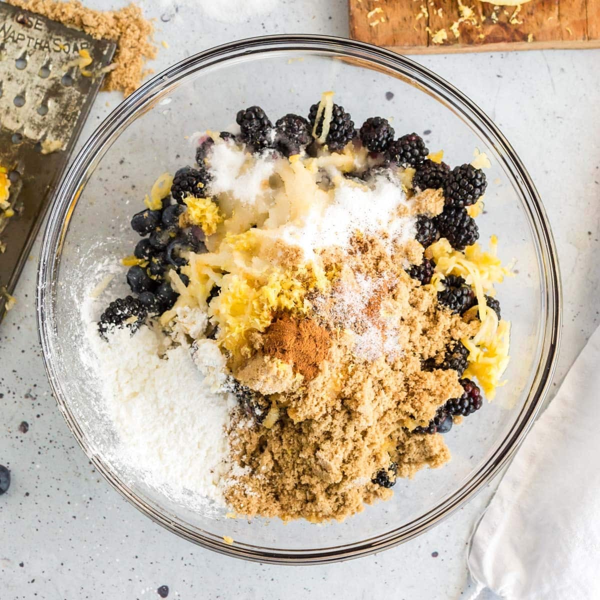 pie filling ingredients in a glass bowl