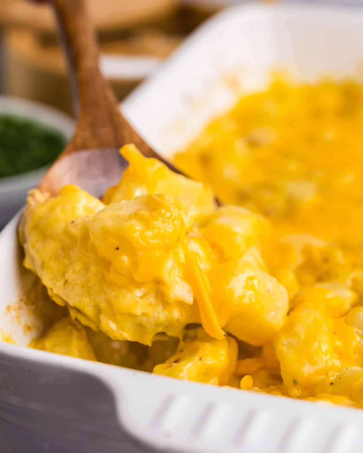 a spoonful of cheesy potatoes