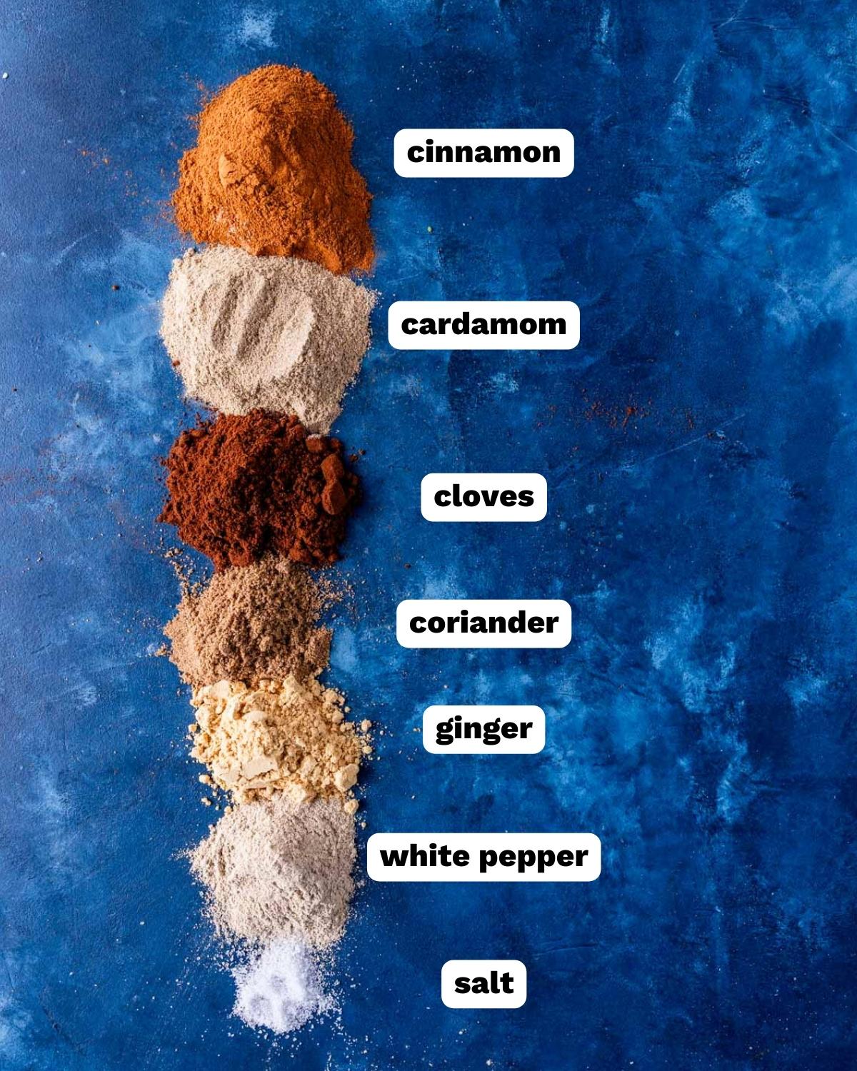 spices for chai powder on a table
