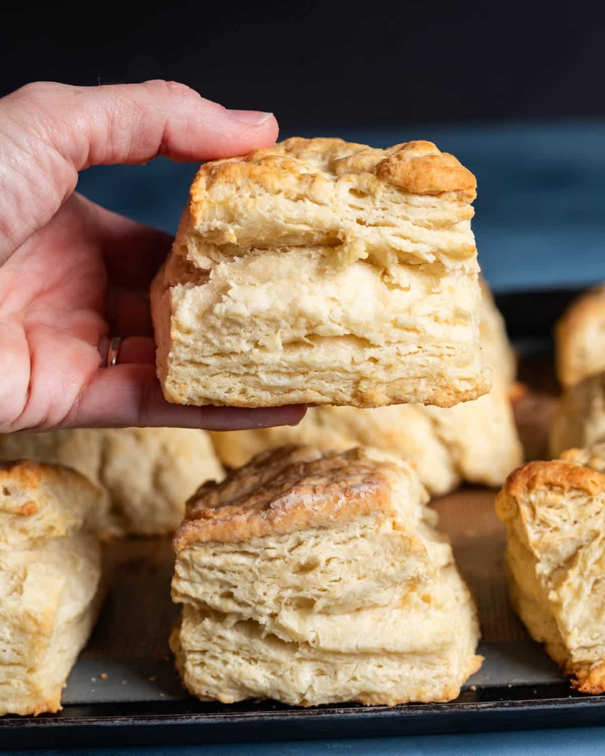 a hand holding an amish biscuit