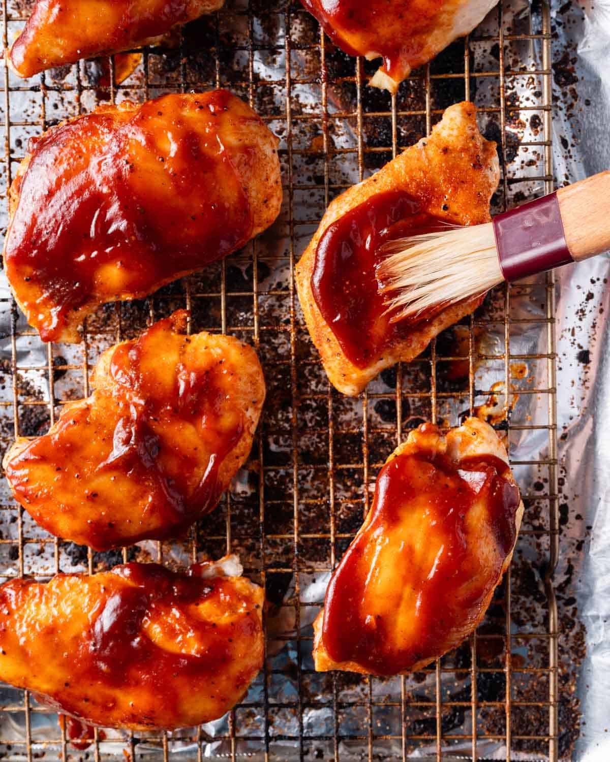 baked barbecue chicken breasts with bbq sauce brushed on top