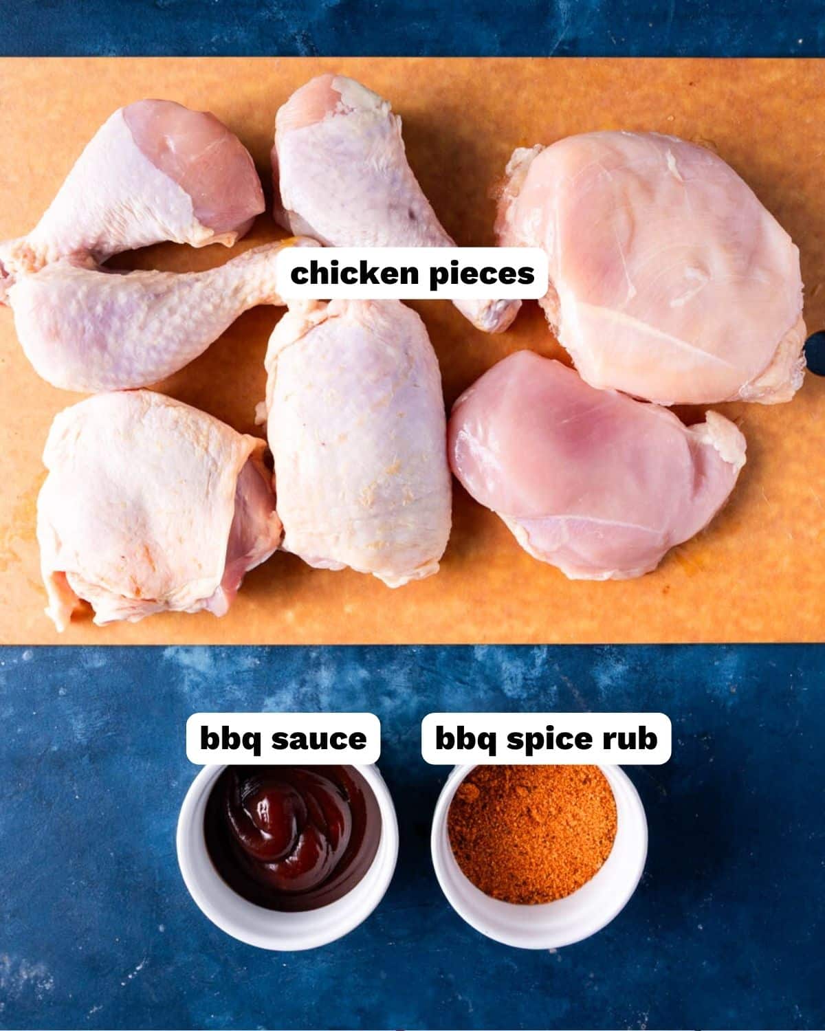 ingredients for baked bbq chicken on a table