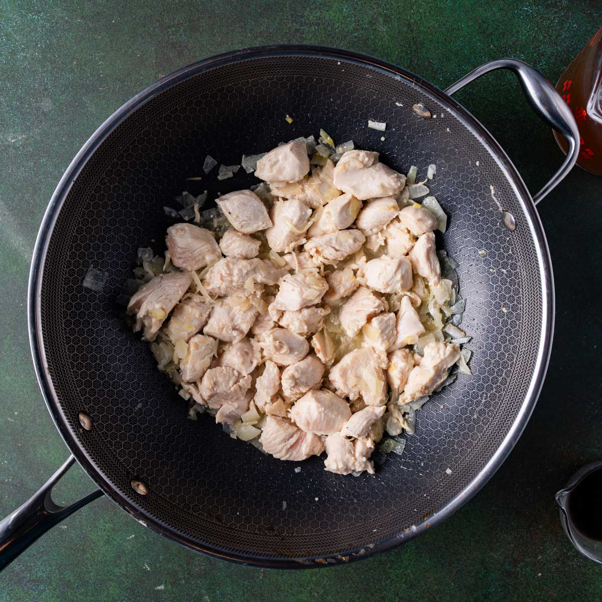 cooked chicken in a skillet