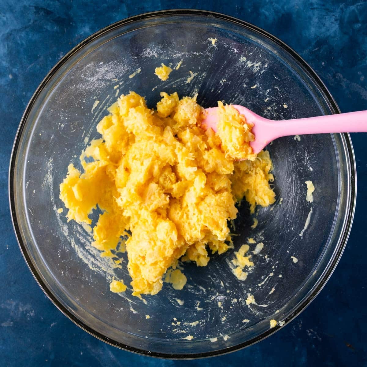 crushed pineapple and vanilla pudding mix in a bowl