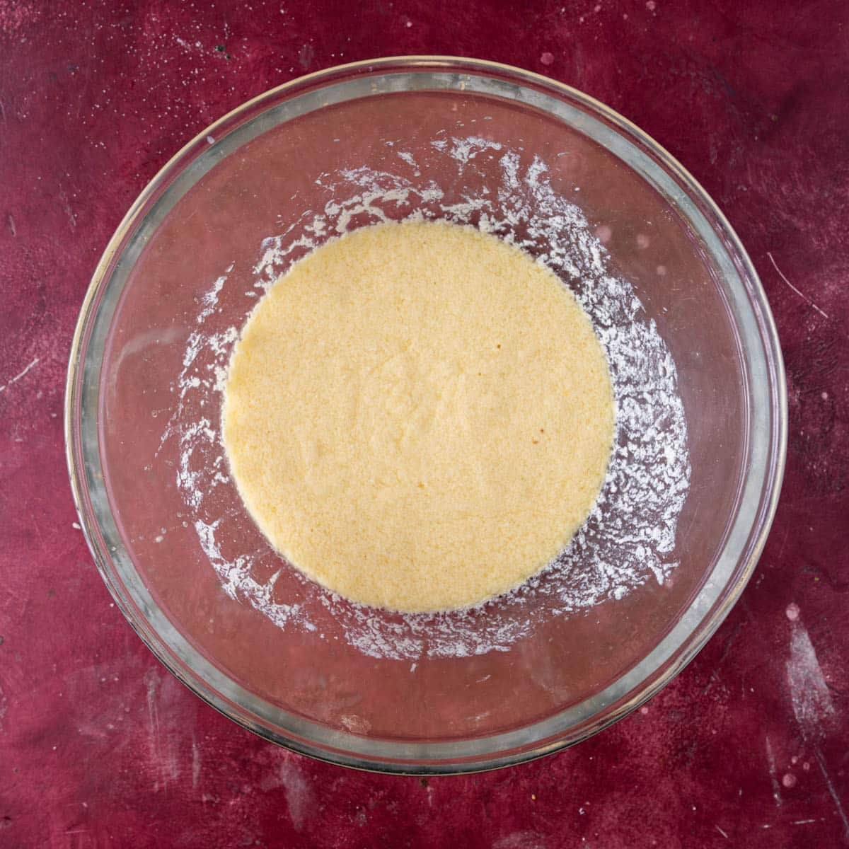 wet ingredients for chocolate cake in a bowl