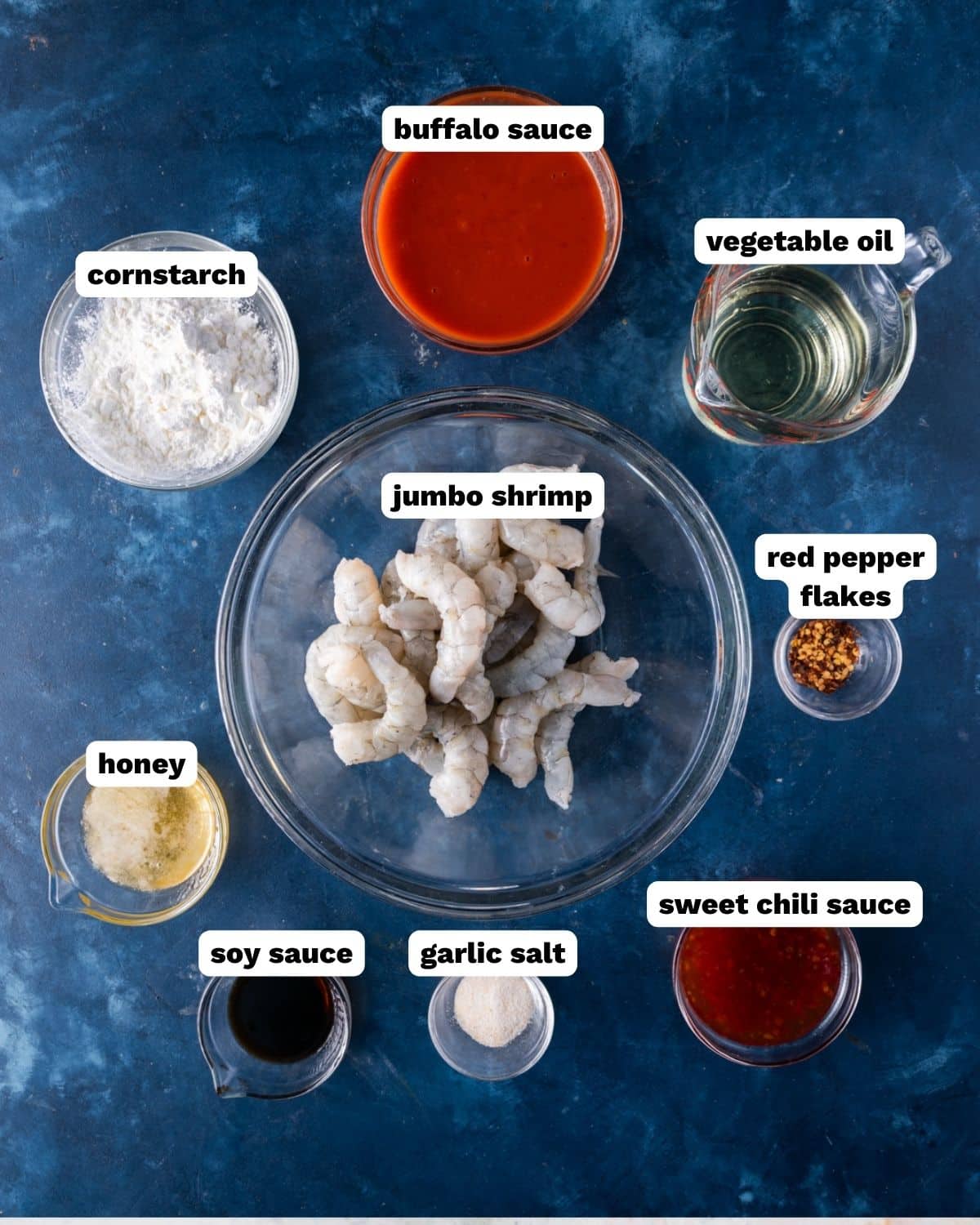 ingredients for firecracker shrimp on a table