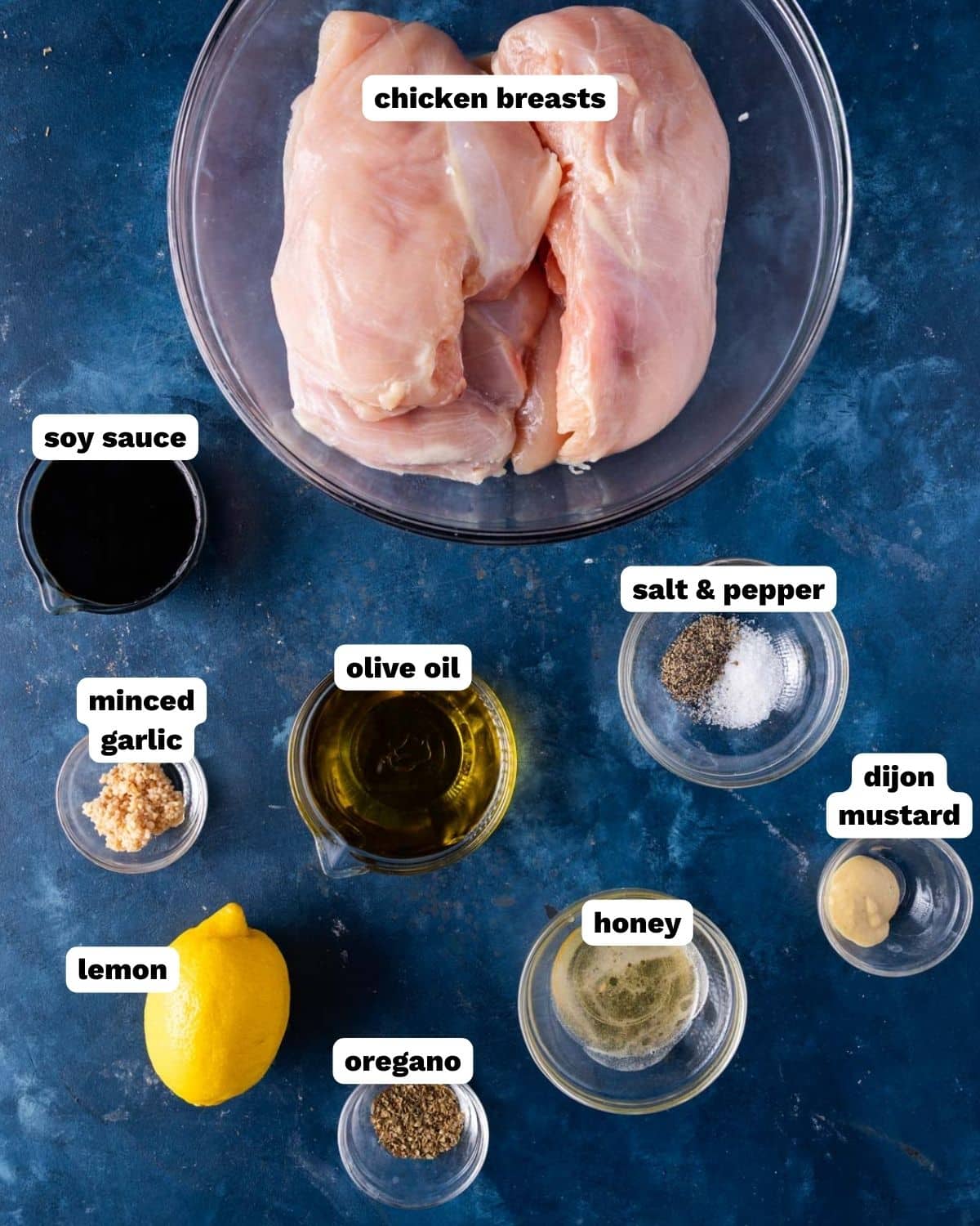 ingredients for a simple chicken marinade on a table