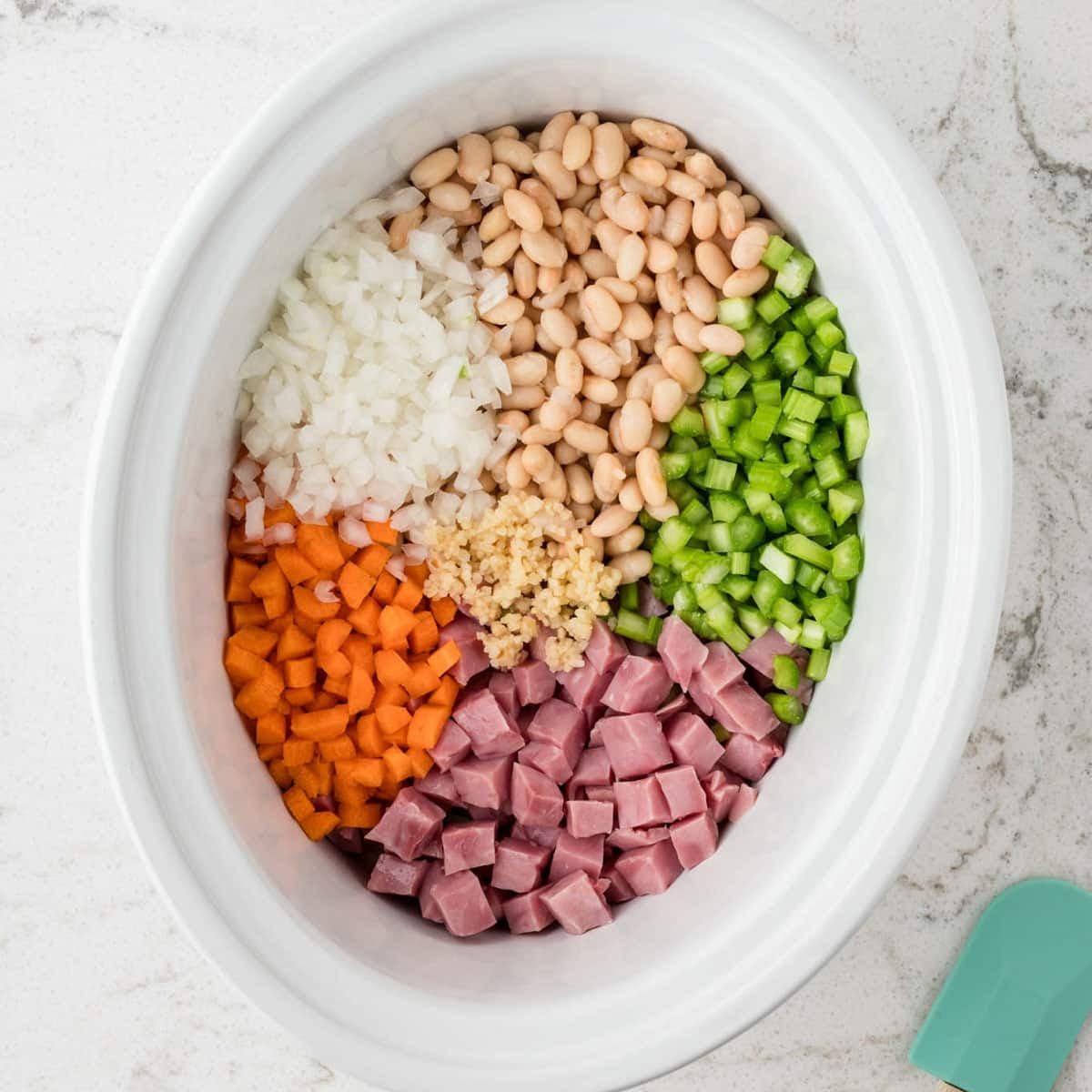 ham, beans and veggies in a crockpot