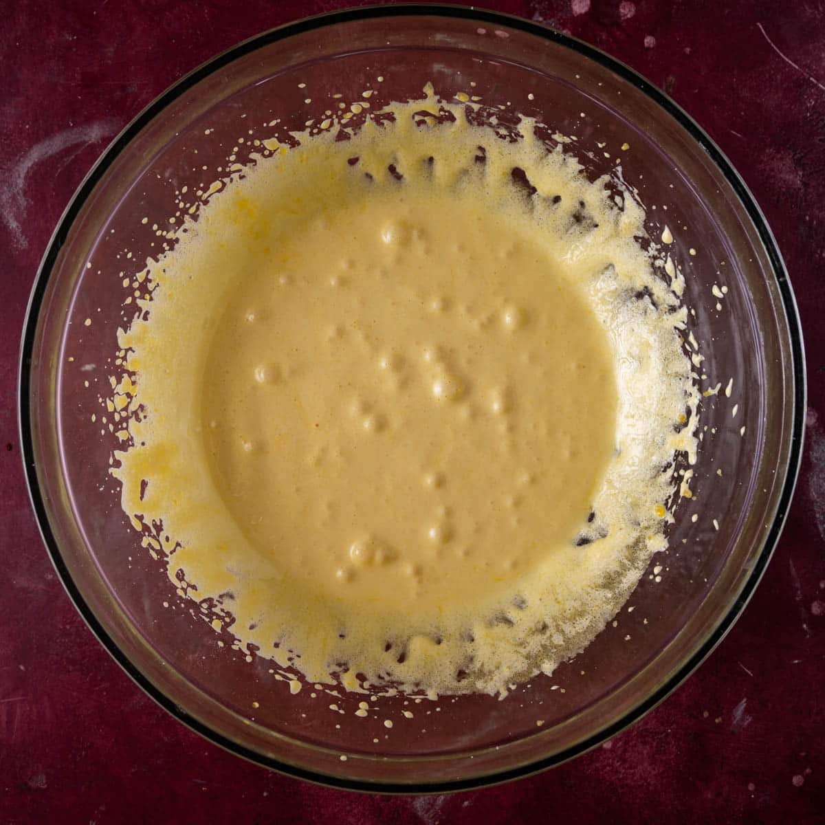 wet ingredients for cake in a bowl