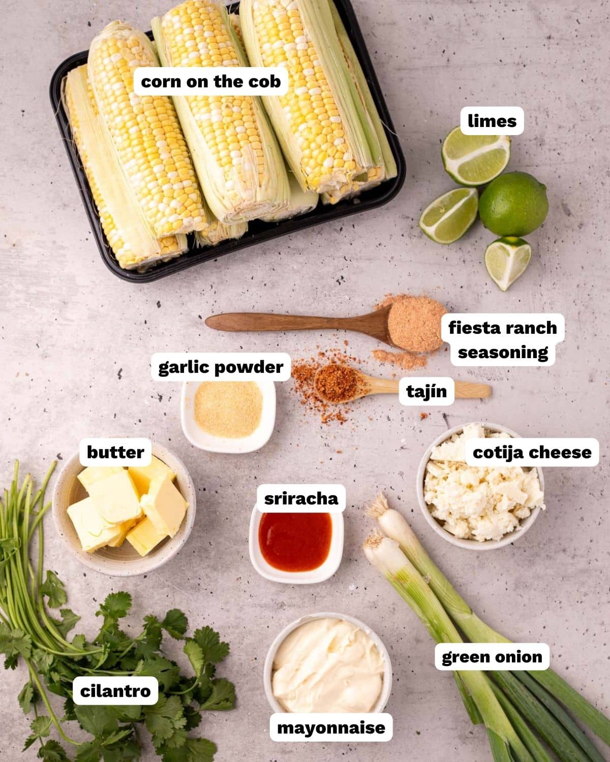 corn ribs ingredients on a table