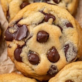 closeup of chocolate chip cookie