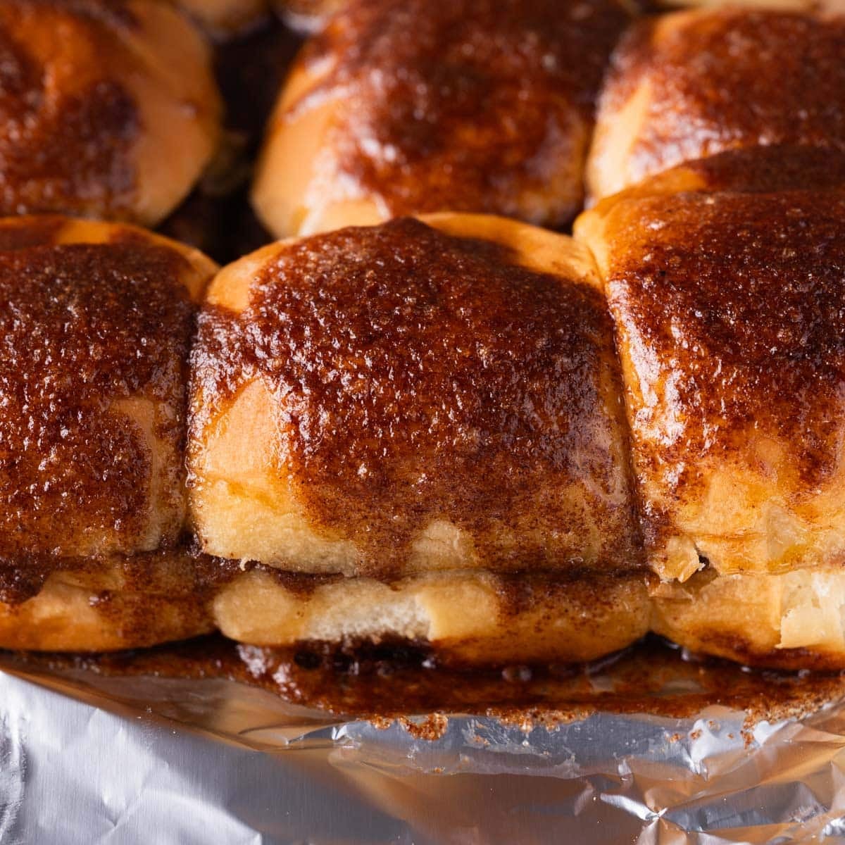 hawaiian roll cinnamon rolls with brown sugar baked on top