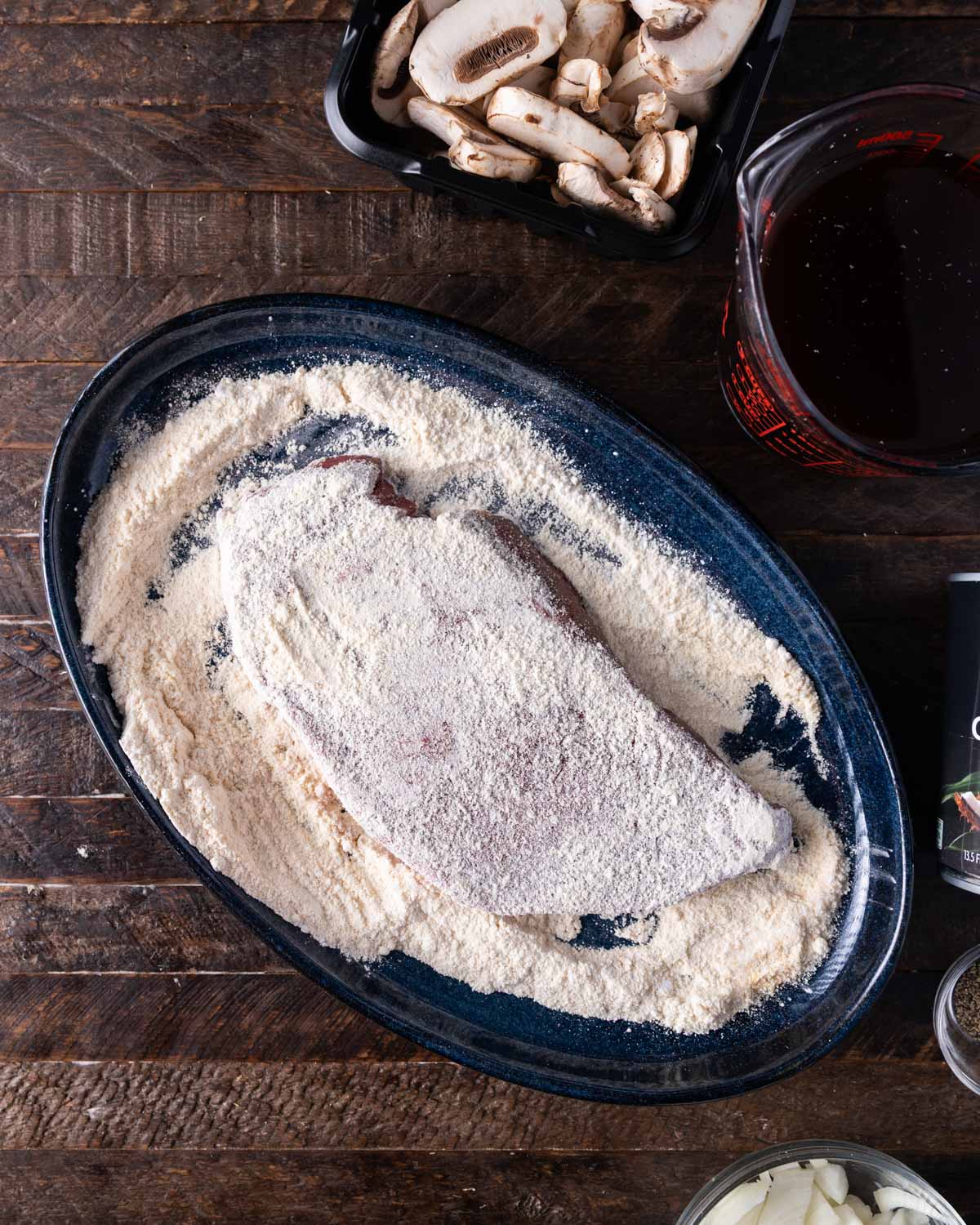 round steak coated with flour