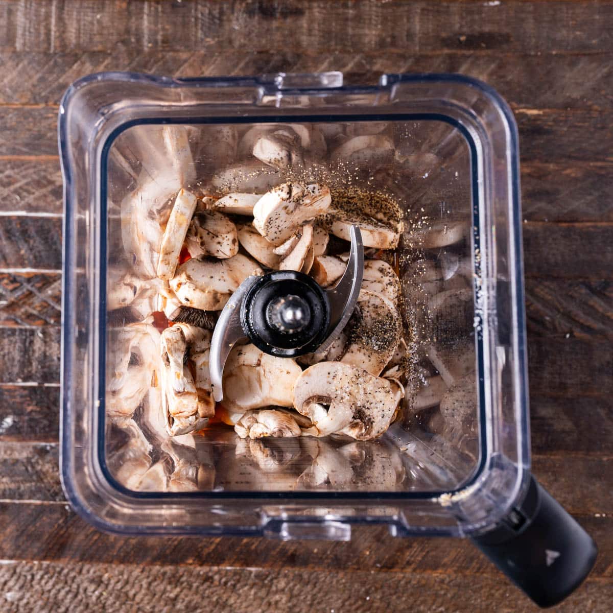 mushrooms and seasonings in a food processor