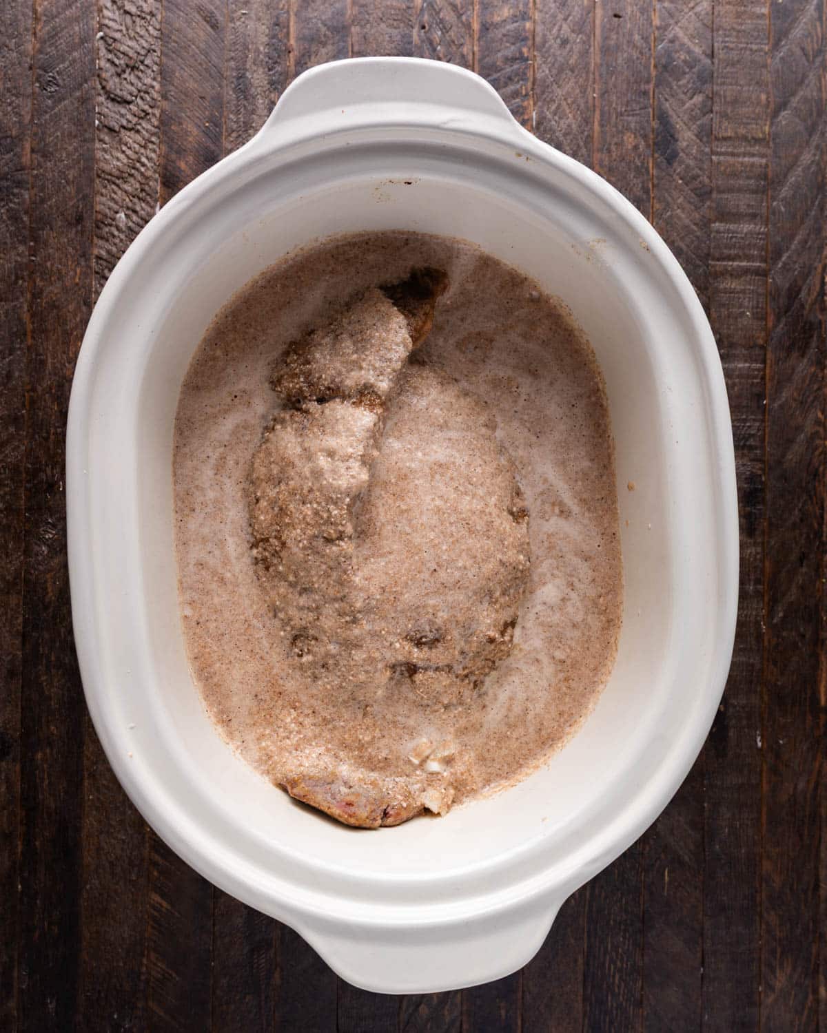mushroom sauce and round steak in a food processor