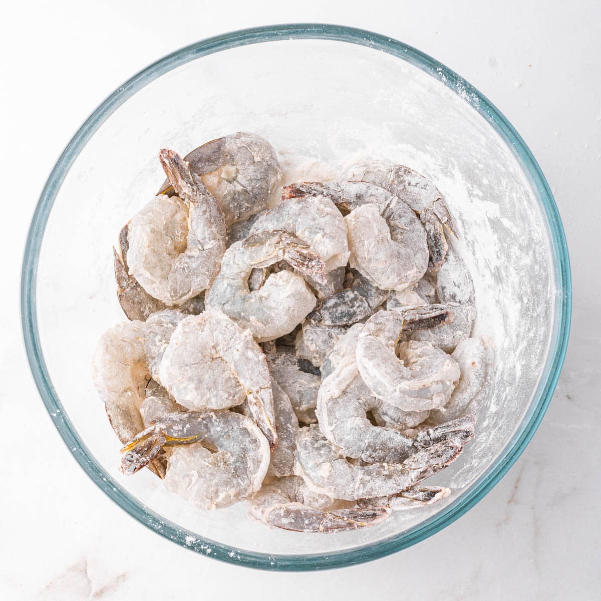 shrimp coated in flour and baking powder