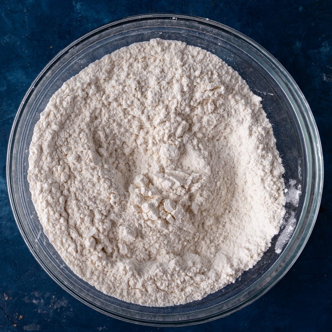 flour in a mixing bowl