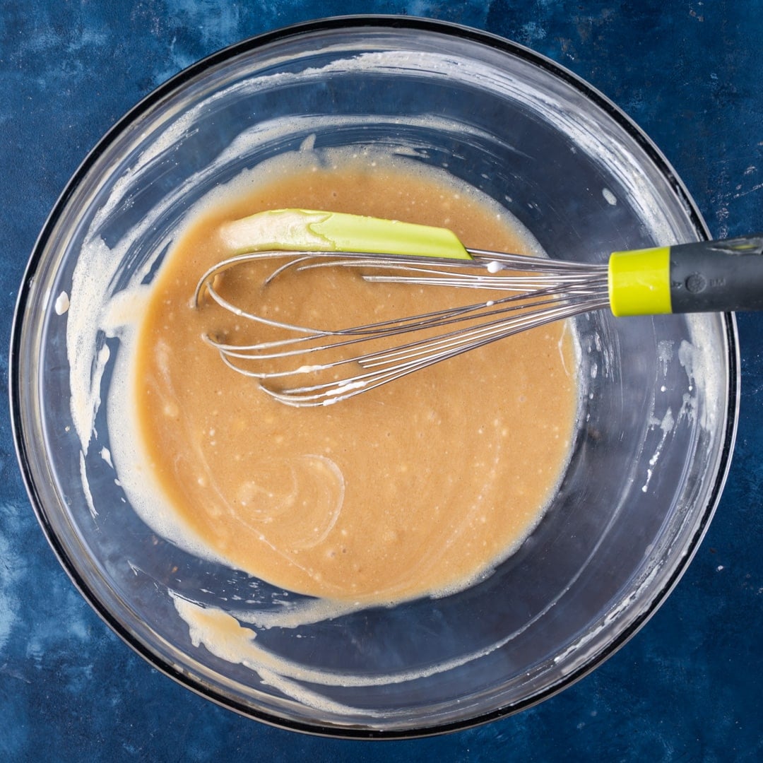 wet ingredients for muffins in a mixing bowl