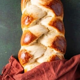 closeup of egg twist bread on a table