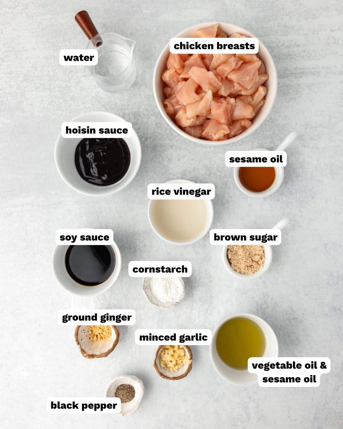 ingredients for hoisin chicken on a table