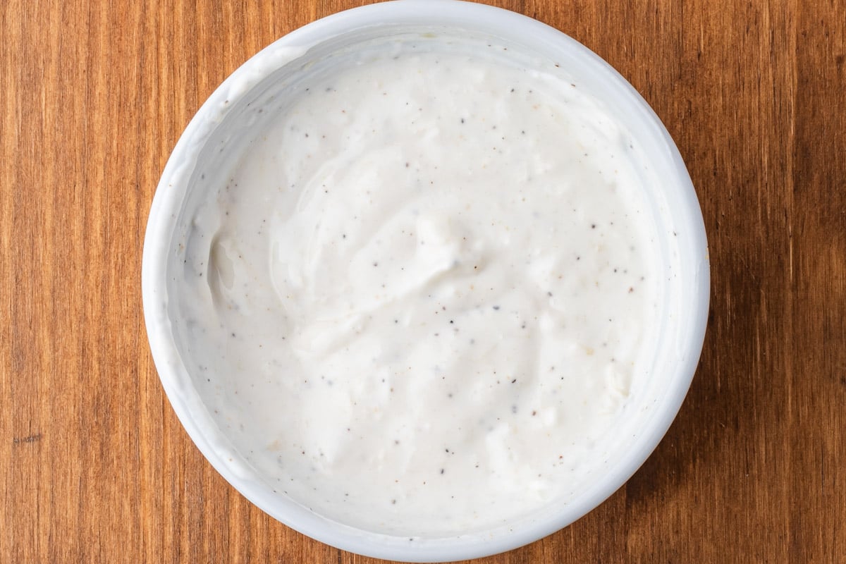 creamy yogurt dip in a bowl
