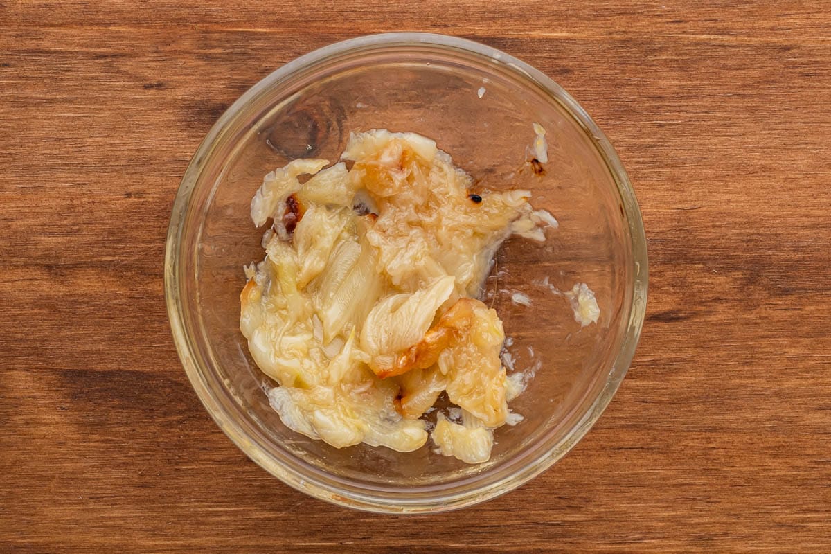 mashed roasted garlic in a bowl