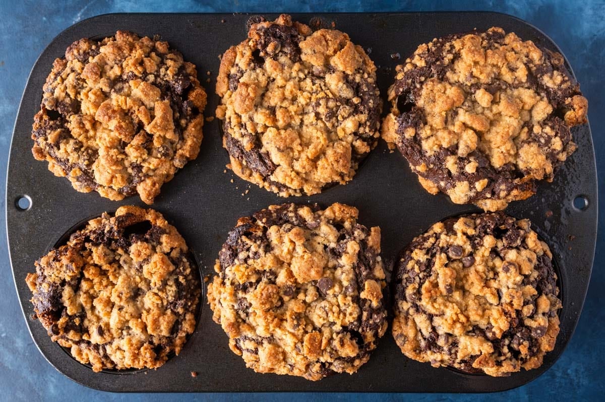 baked zucchini muffins in a baking pan