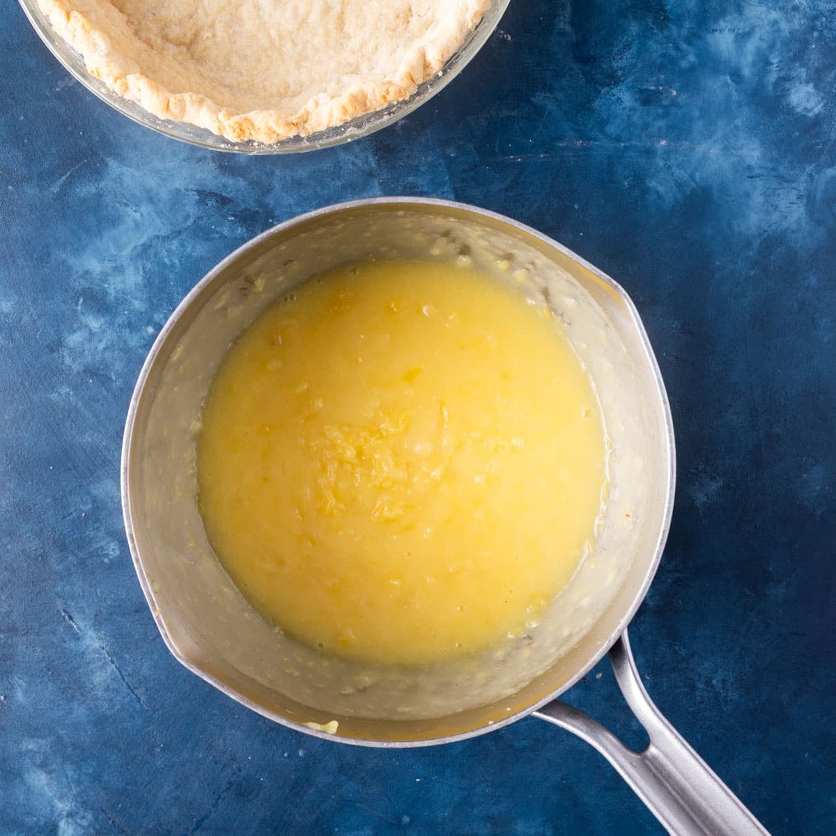 pineapple thickened with cornstarch in a saucepan
