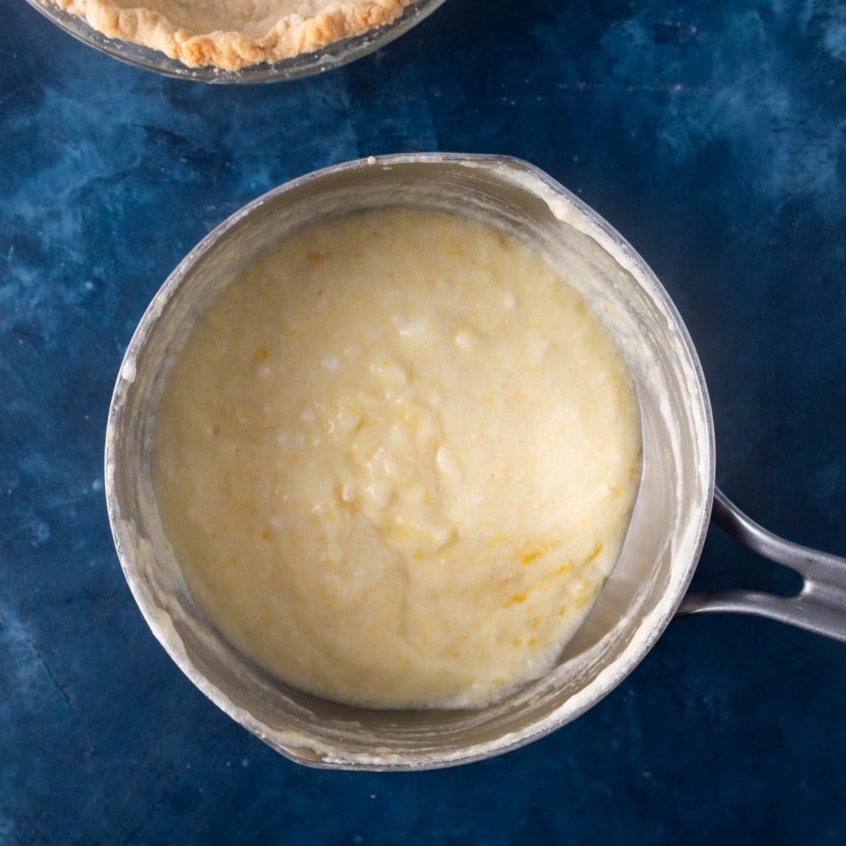 filling for pineapple pie in a saucepan