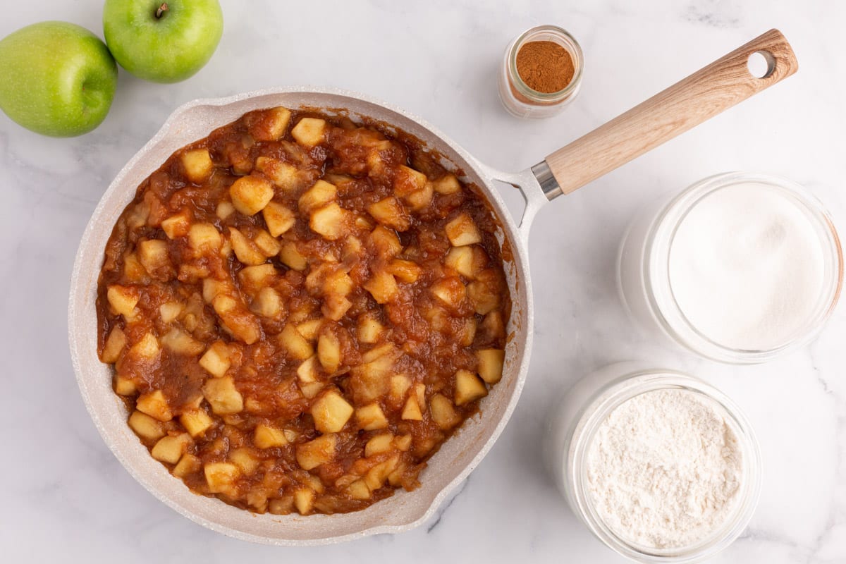 cinnamon apple mixture in a skillet
