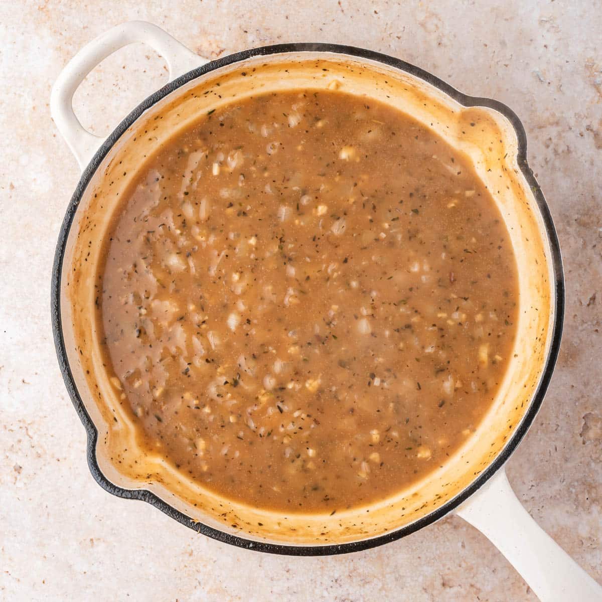 sauce for chicken and gnocchi in a skillet