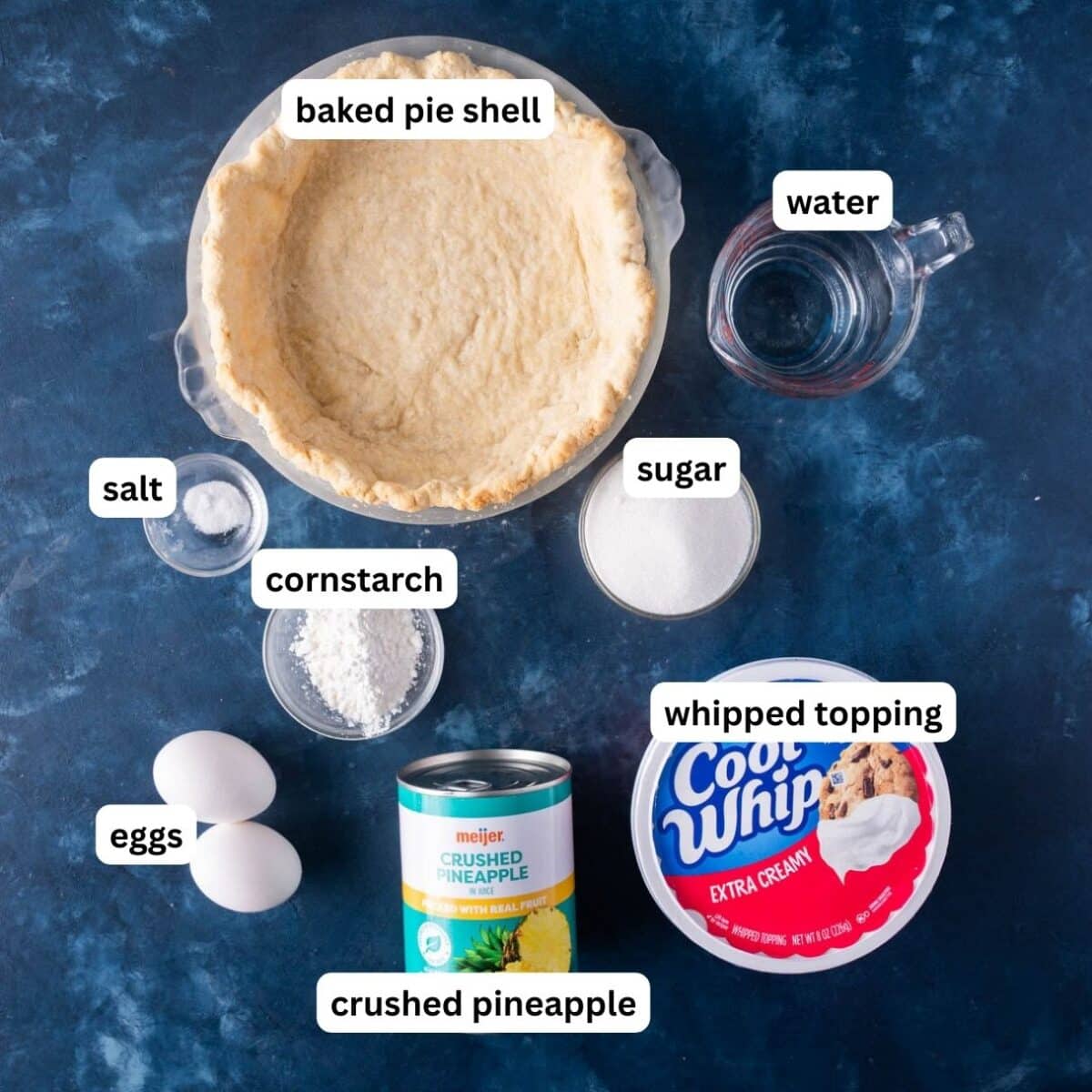 ingredients for a pineapple pie on a table