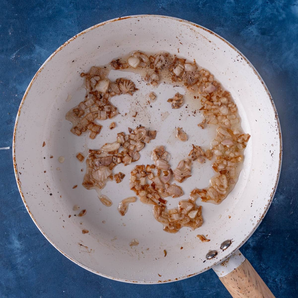 sauteed shallot in a frying pan