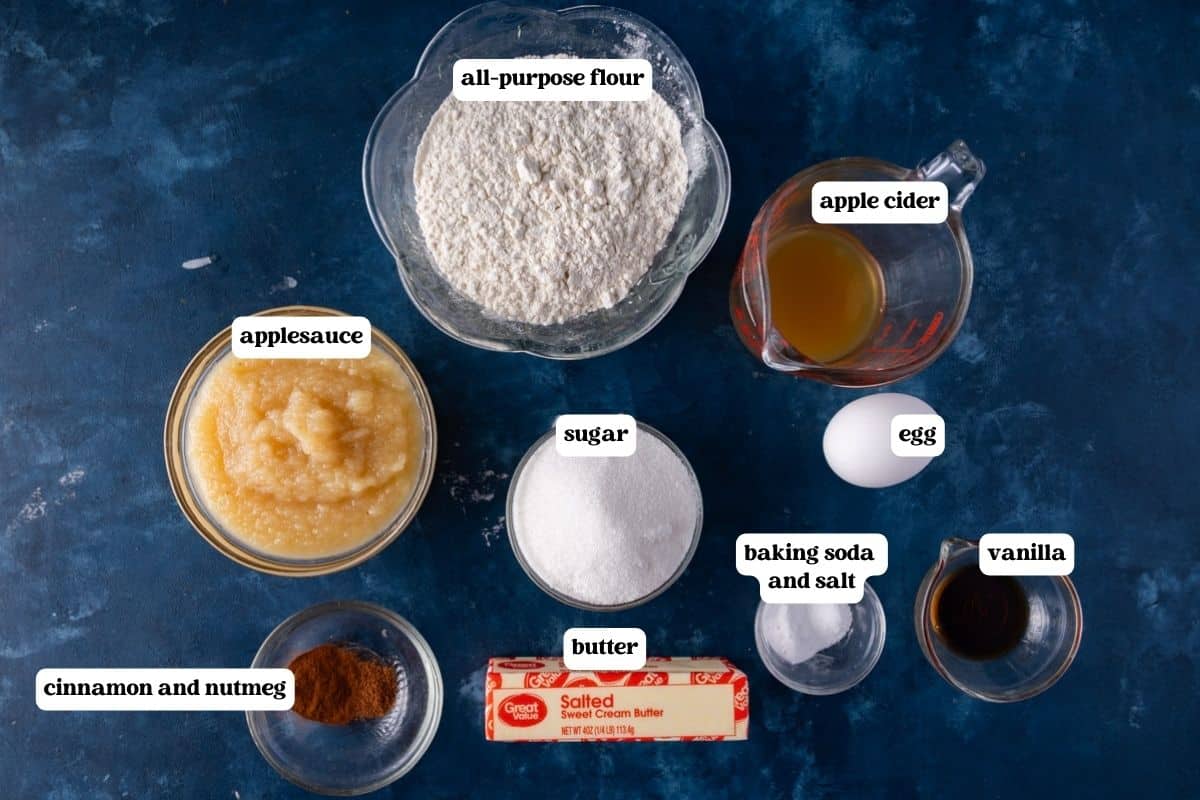 apple cider cake ingredients on a table