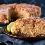 a piece of apple cake on a plate