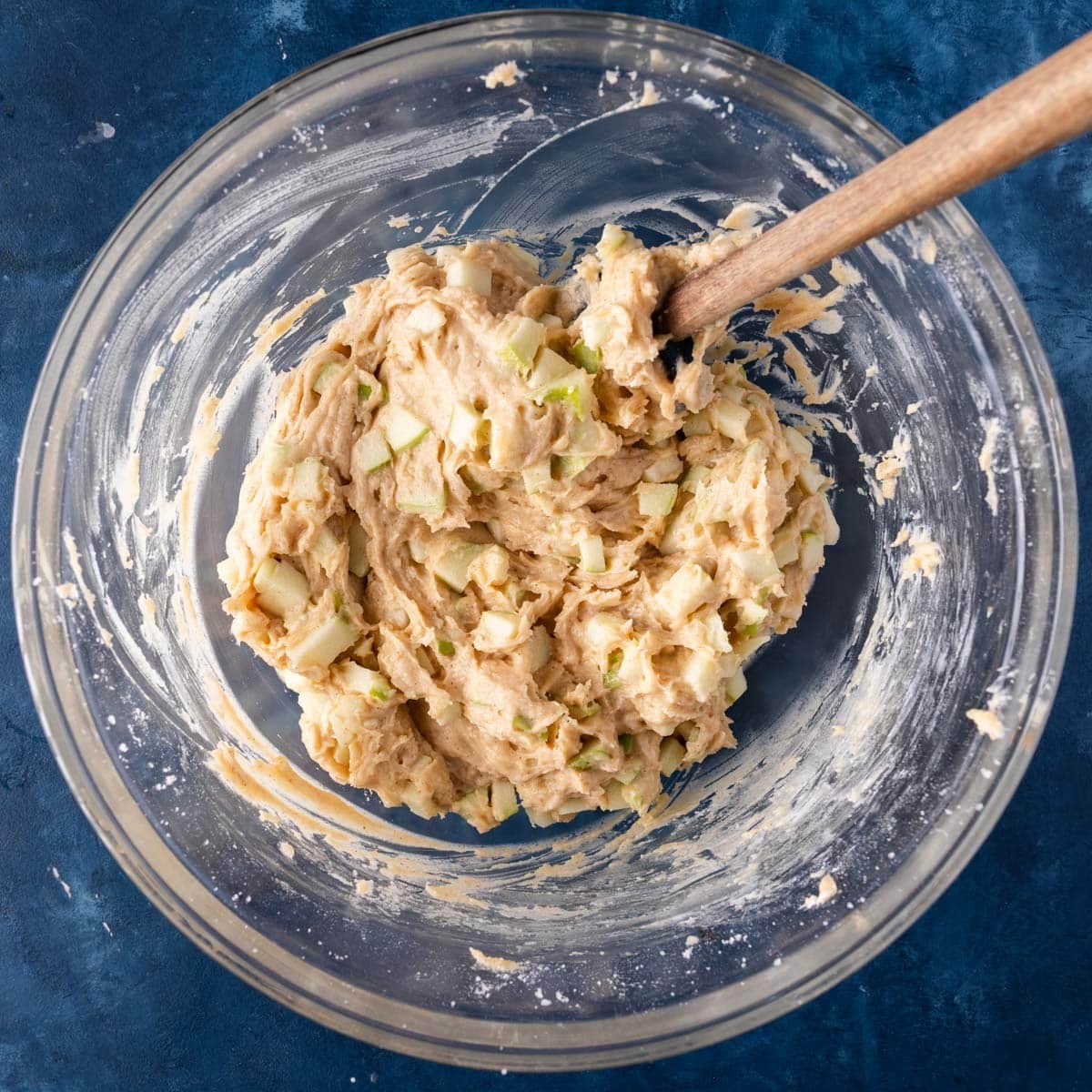 apple cake batter in a bowl