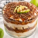 caramel apple cheesecake trifle on a table