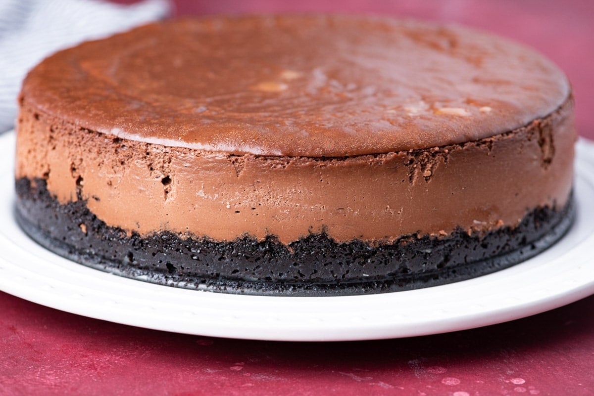chocolate cheesecake on a plate