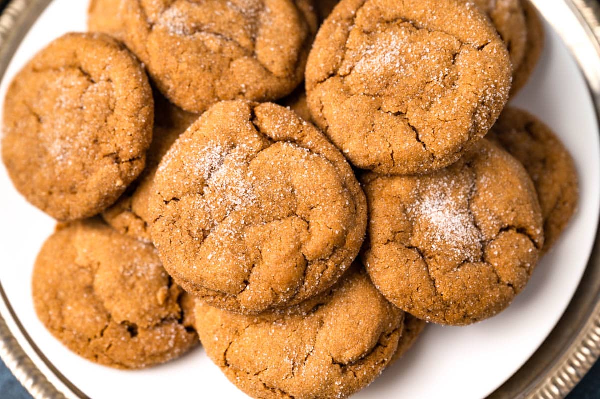 molasses christmas cookies on a plate