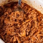 shredded bbq pork in a crockpot