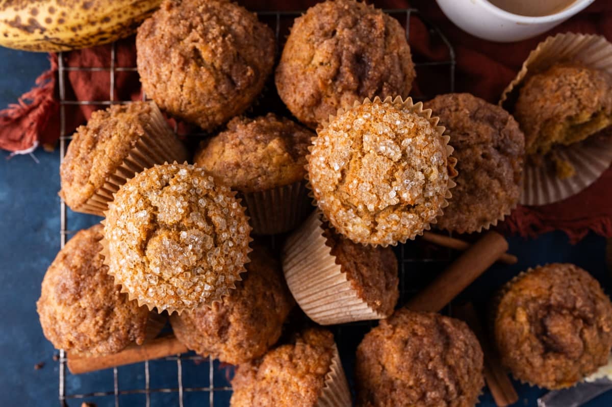 pumpkin banana muffins on a table