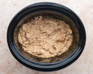 creamy pulled chicken in a slow cooker