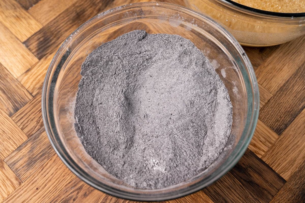 dry ingredients for cake in a bowl