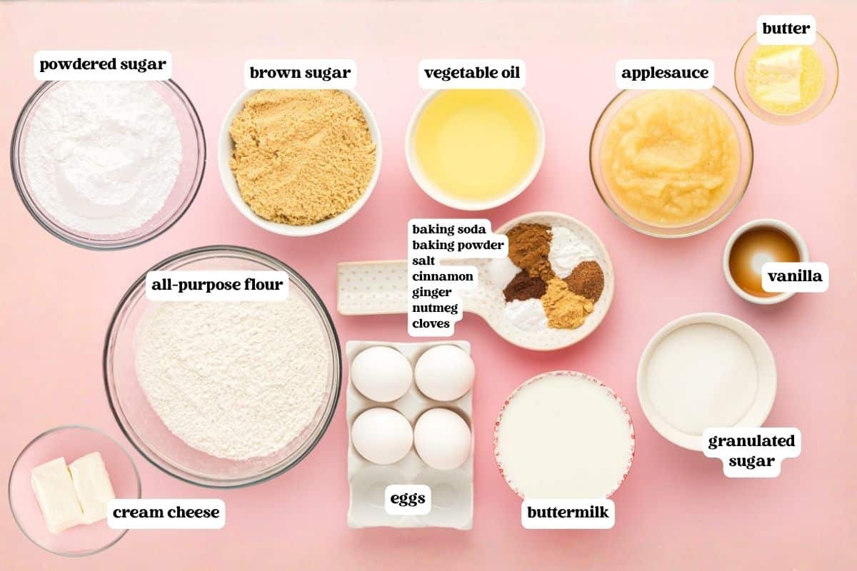 ingredients for applesauce spice cake title image