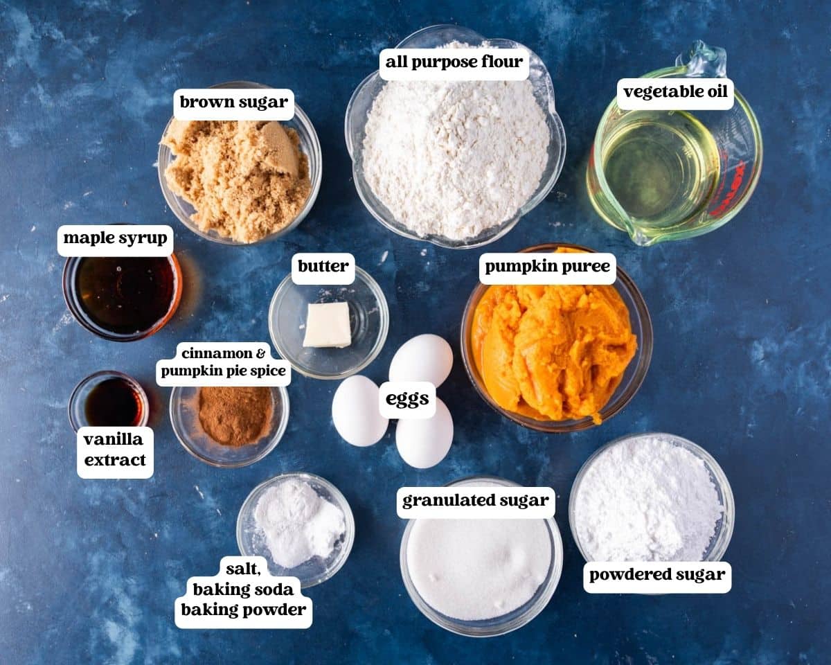 pumpkin bundt cake ingredients on a table