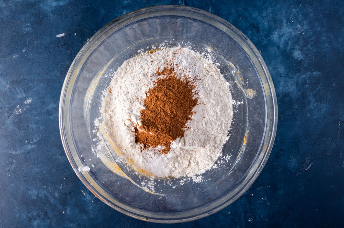 ingredients for cookies in a bowl, unmixed