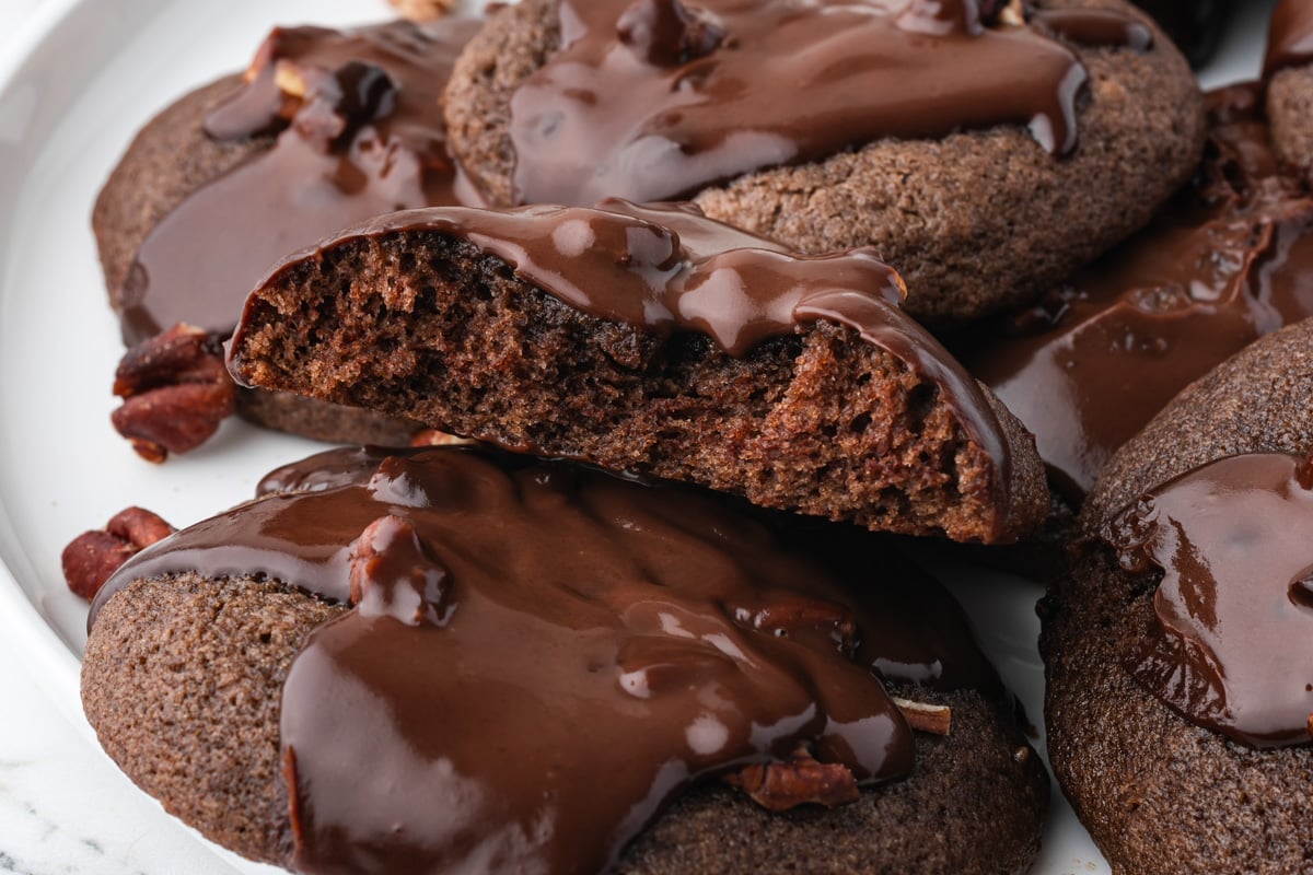 a plate of texas sheet cake cookies