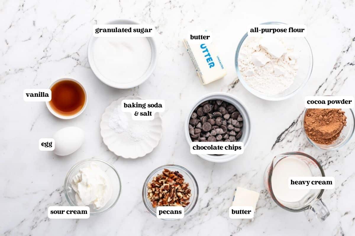 texas sheet cake cookies ingredients on a table